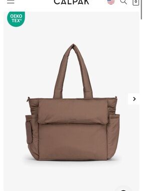 CALPAK Taupe Quilted Puffer Tote